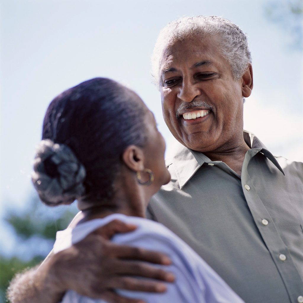 black couple smiling